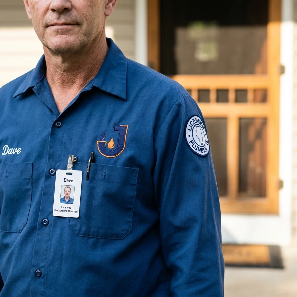 Licensed plumber showing ID badge in Statham, GA