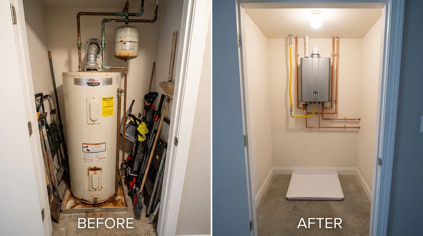 Tank water heater versus wall-mounted tankless unit comparison for Statham, GA homeowners